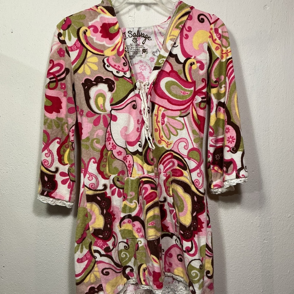 P.J. Salvage Multicolor Hooded Robe with Paisley Design